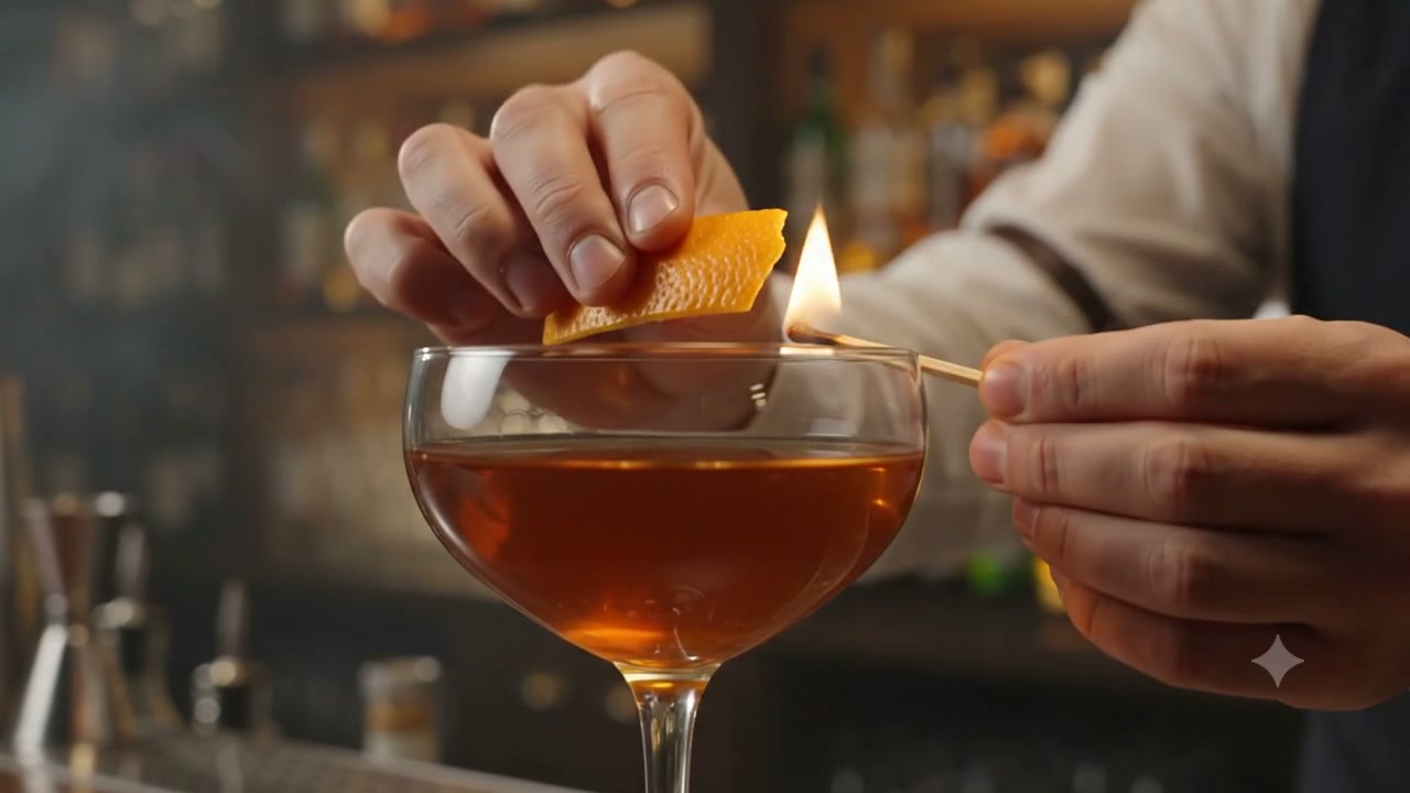 A cocktail strained into a coupe glass